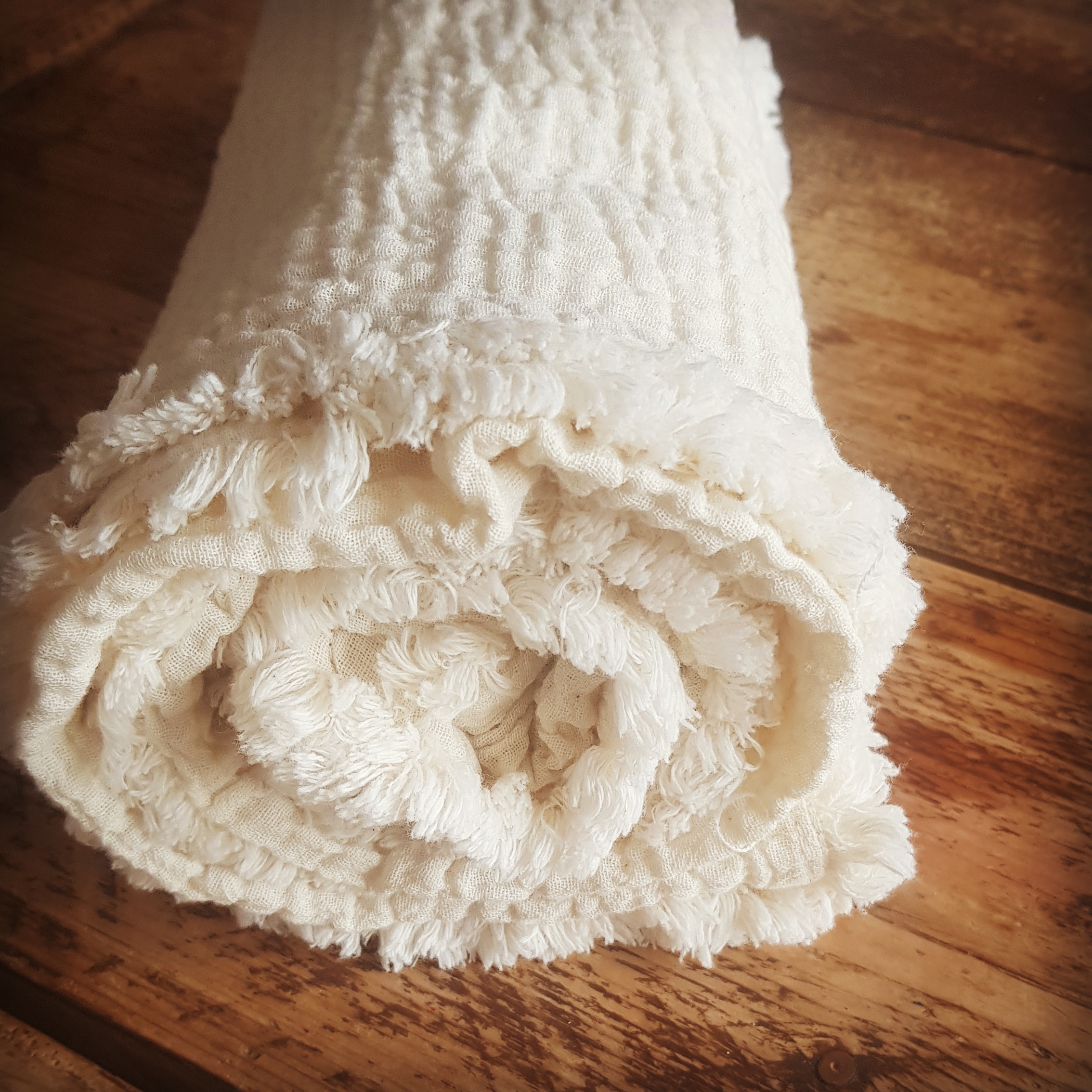 Katoenen zomerdekentje met franje